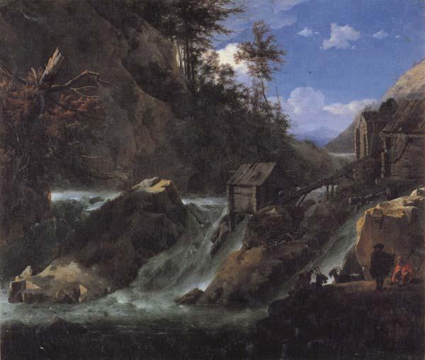 Jan Asselijn Landscape with Waterfall